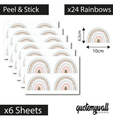 24 Dotty Boho Rainbow Wall Decals Stickers