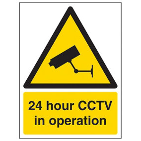 24 HOUR CCTV IN OPERATION Safety Sign - 2mm Rigid Plastic - 200X300mm