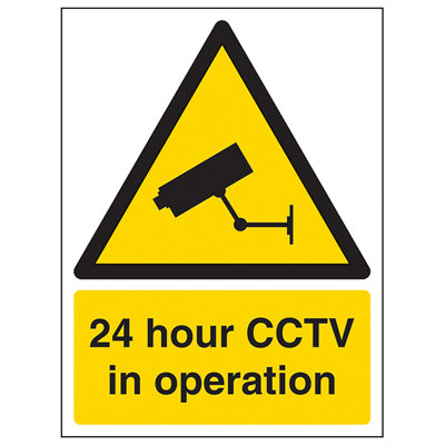 24 Hour CCTV - Warning Security Sign - Rigid Plastic - 150x200mm (x3)