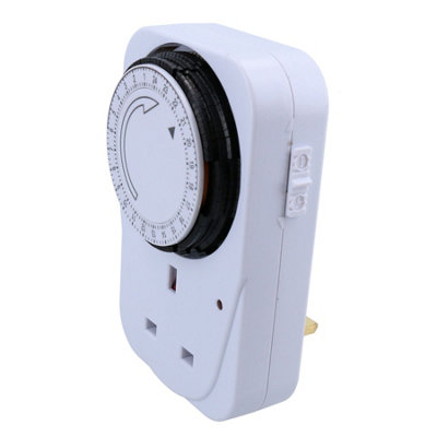24 Hour Mains 3 Pin Plug In Timer Sockets Clock Energy Saving Lamps Lights 15pc