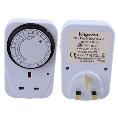 24 Hour Mains 3 Pin Plug In Timer Sockets Clock Energy Saving Lamps Lights 3pc