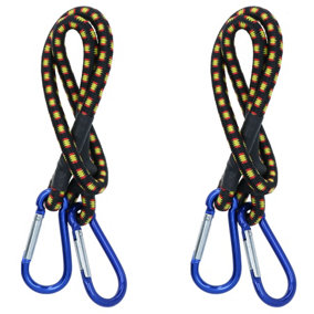 24 inch Bungee Strap with Aluminium Carabiners Hook Tie Down Fastener Holder 2pc