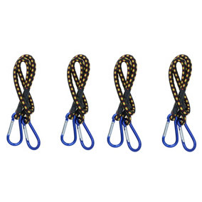 24 inch Bungee Strap with Aluminium Carabiners Hook Tie Down Fastener Holder 4pc