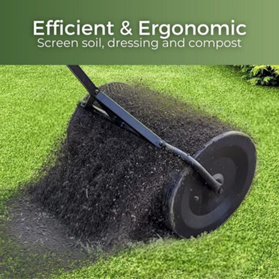 24 Inch Compost Spreader Peat Moss Spreader with Upgrade T Shaped Handle for Planting & Seeding