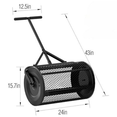 24 Inch Compost Spreader Peat Moss Spreader with Upgrade T Shaped Handle for Planting & Seeding - 6