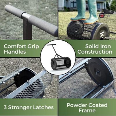 24 Inch Compost Spreader Peat Moss Spreader with Upgraded T Shaped ...