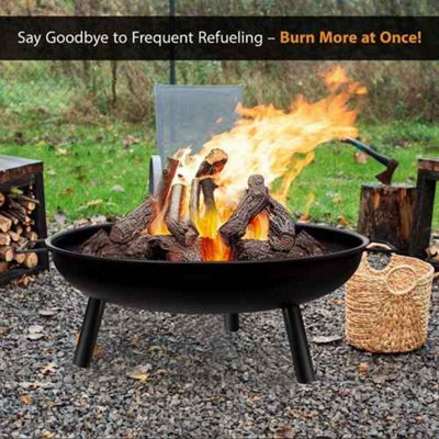 24 inch Round Fire Pit Garden Bowl Outdoor Camping Log Burner