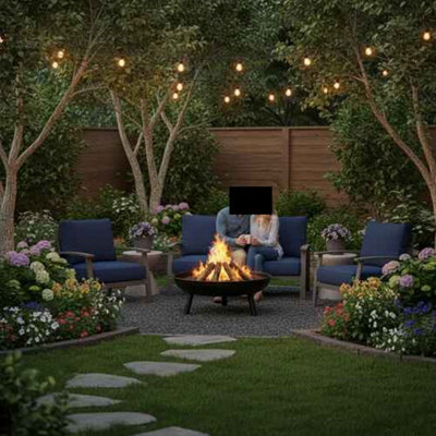 24 inch Round Fire Pit Garden Bowl Outdoor Camping Log Burner