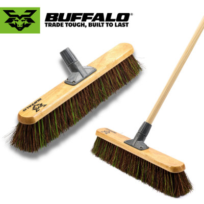 24" Large Outdoor Stiff Bassine Mix Toughest Platform Broom with Unbreakable Bracket (includes handle)