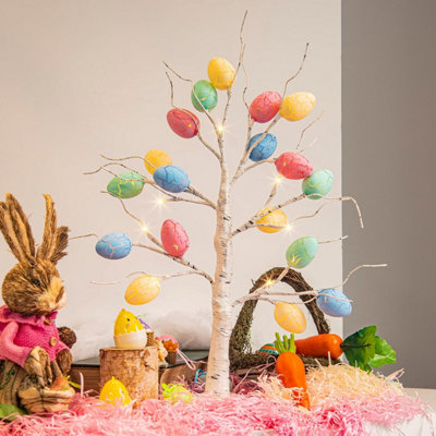 24 LED Easter Tree with 25 Colourful Easter Egg Decorations