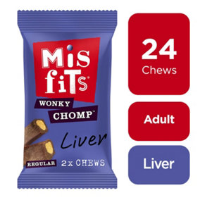 24 Misfits Frolic Wonky Chomp Adult Medium Dog Treats 12 x 2 Dog Chews