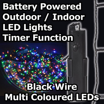 24 Multi Coloured LED 1.7m Battery Operated Outdoor Timer Lights on ...