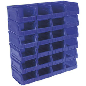 24 PACK Blue 105 x 165 x 85mm Plastic Storage Bin - Warehouse Parts Picking Tray