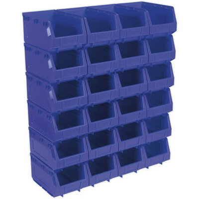 24 PACK Blue 150 x 240 x 130mm Plastic Storage Bin - Warehouse Part ...