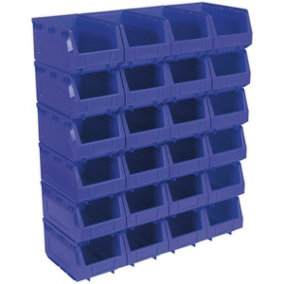 24 PACK Blue 150 x 240 x 130mm Plastic Storage Bin - Warehouse Part Picking Tray