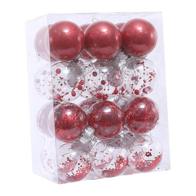 24 Pack Christmas baubles, 6 cm, plastic Christmas tree decorations ...