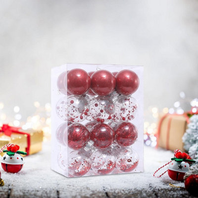 24 Pack Christmas baubles, 6 cm, plastic Christmas tree decorations ...