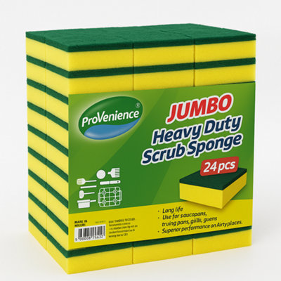24 Pack Heavy Duty Washing Up Sponge, Commercial Grade Scrub Sponge, 15 ...