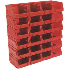 24 PACK Red 105 x 165 x 85mm Plastic Storage Bin - Warehouse Parts Picking Tray