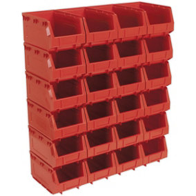 24 PACK Red 150 x 240 x 130mm Plastic Storage Bin - Warehouse Parts Picking Tray