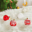 24 Pcs Christmas Decoration Set Christmas Tree Hanging Bauble Set Xmas Ornament Red and White