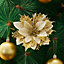 24 Pcs Gold Artificial Christmas Tree Flower Baubles Christmas Decoration Set Xmas Ornament