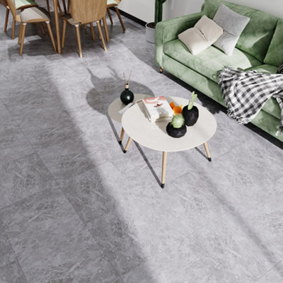 24 Pcs Marble Effect Self Adhesive Vinyl Stone Effect Flooring Tiles 5 m² Coverage