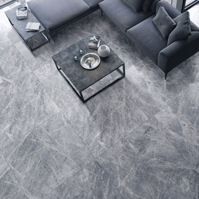 24 pcs Self Adhesive Vinyl Floor Planks Blue Grey Marble Effect Stick on Floor Tiles