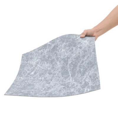 24 pcs Self Adhesive Vinyl Floor Planks Blue Grey Marble Effect Stick on Floor Tiles - 3