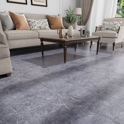 24 Pcs Square Stone Effect Vinyl Flooring Tiles - 4