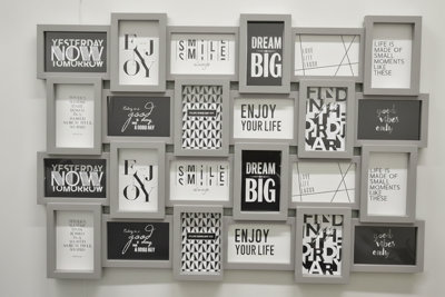 24 Picture Multi Aperture Zig Zag Style Photo Frame For 24 Photos Holds ...