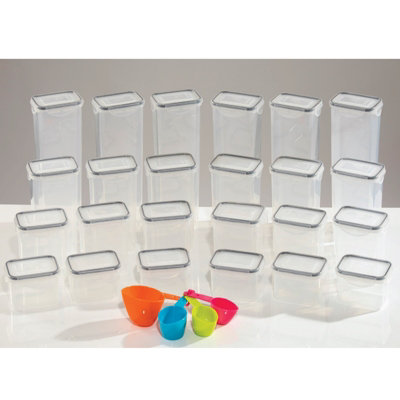 24 Piece Clear Plastic Food Storage Containers Set With Clip Seal Lock Boxes Lids