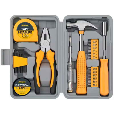 24 Piece Compact Home and Office Yellow DIY Hand Tool Kit Set for ...