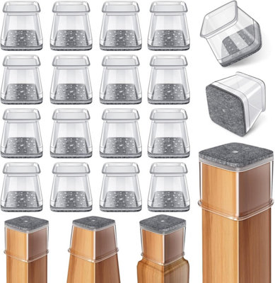 24 Pcs Chair Leg Floor Protectors Round, Silicone Felt Furniture Leg