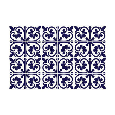24 Pieces 15x15cm Betsy Monocromatic Dark Blue Victorian Tile Stickers - 4