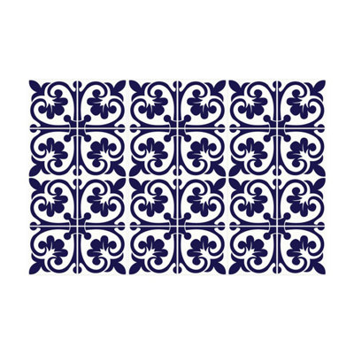 24 Pieces 15x15cm Betsy Monocromatic Dark Blue Victorian Tile Stickers