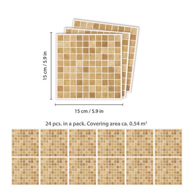 24 Pieces 15x15cm Boticcino Marble Mosaic Tile Stickers - 5
