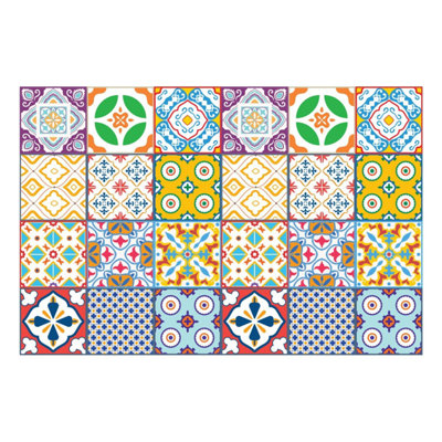 24 Pieces 15x15cm Classic Mediterranean Colourful Mixed 2 Tile Stickers