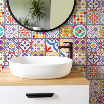24 Pieces 15x15cm Colourful Moroccan Tile Stickers - 4