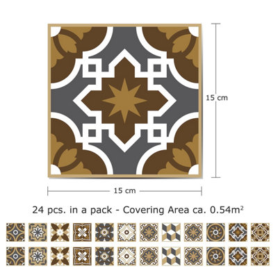 24 Pieces 15x15cm Dark Bronze Tile Stickers - 5