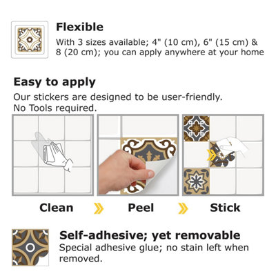 24 Pieces 15x15cm Dark Bronze Tile Stickers - 7