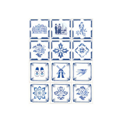 24 Pieces 15x15cm Dutch Blue Tile Stickers - 4