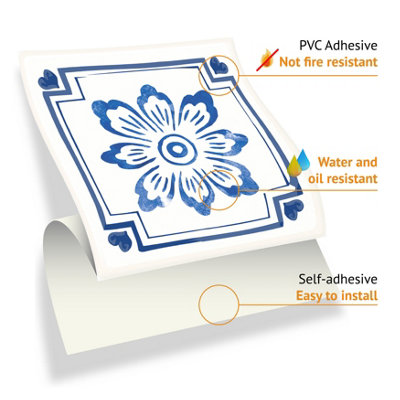 24 Pieces 15x15cm Dutch Blue Tile Stickers - 6
