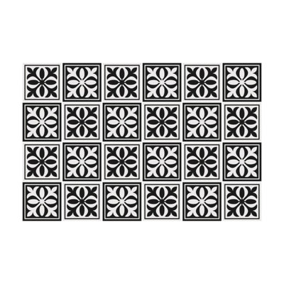 24 Pieces 15x15cm Emma Monocromatic Black Victorian Tile Stickers