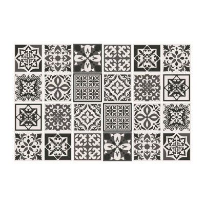 24 Pieces 15x15cm Ethor Dark Grey Mediterranean Tile Stickers