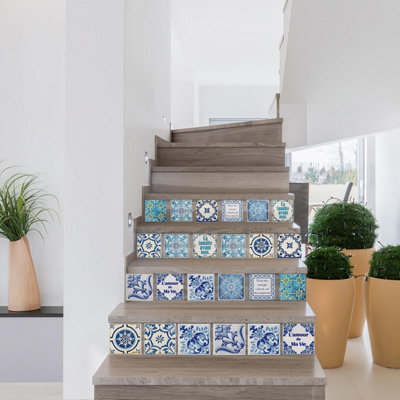 24 Pieces 15x15cm French Quote Classic Blue Tile Stickers Price Comparisons | Compare The Build