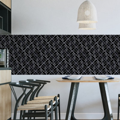 24 Pieces 15x15cm Glossy Black Porcelain Mosaic Tile Stickers - 3