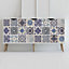 24 Pieces 15x15cm Malaga Spanish Blue Tile Stickers