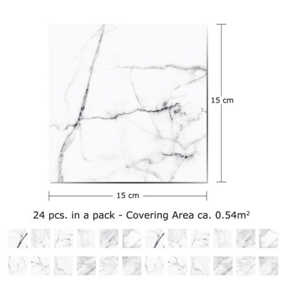 24 Pieces 15x15cm Marble Tiles Tile Stickers - 3