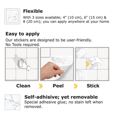 24 Pieces 15x15cm Marble Tiles Tile Stickers - 4